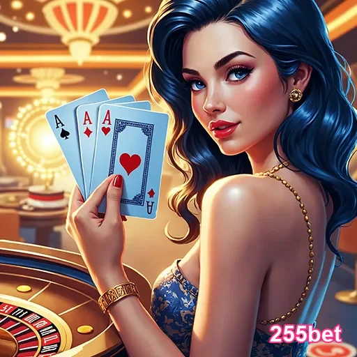 Imagem de casino com o logo 255bet ao fundo, representando a plataforma de apostas e jogos online do site 255bet.